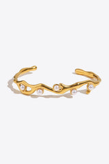 Inlaid Synthetic Pearl Open Bracelet - Trendsi