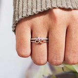 Heart Number 8 Zircon Double-Layered Ring - Trendsi