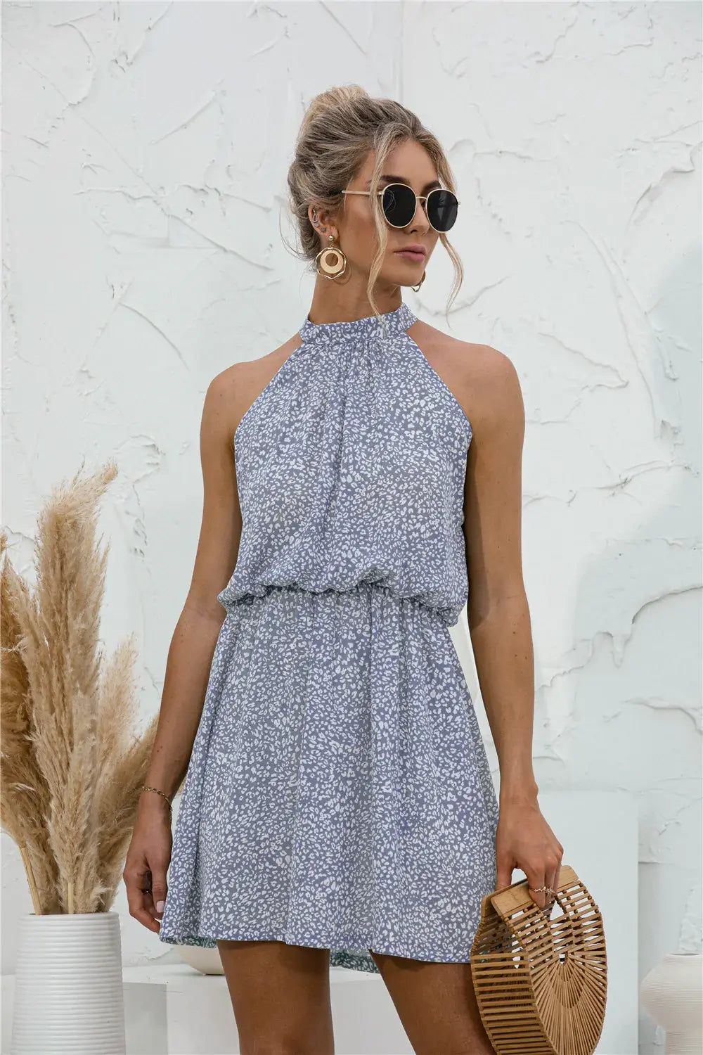 Floral Tied Sleeveless Mini Dress - Trendsi - Flyclothing LLC
