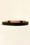 PU Leather Two Row Eyelet Belt - Trendsi