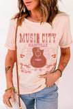 MUSIC CITY Cuffed Short Sleeve Tee - Trendsi