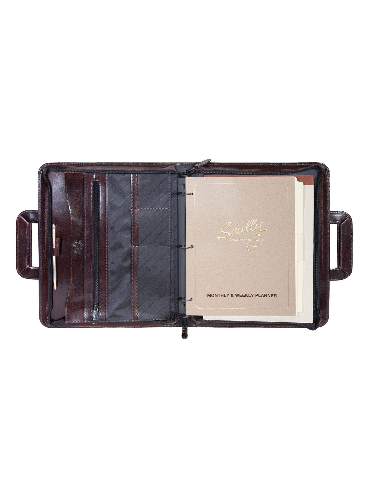 Scully WALNUT 3 RING BINDER W/DROP HANDLE - Scully Leather - Flyclothing LLC