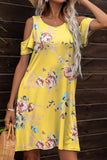 Floral Round Neck Cold-Shoulder Dress - Trendsi