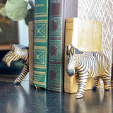 Carved Wood Zebra Book Ends, Set of 2 - Jedando
