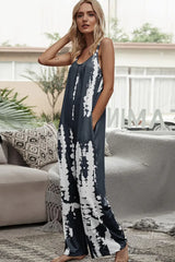 Tie-Dye Spaghetti Strap Jumpsuit with Pockets - Trendsi - Flyclothing LLC