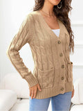 Button Down Cable-Knit Cardigan - Trendsi - Flyclothing LLC