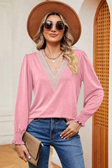 V-Neck Long Sleeve T-Shirt - Trendsi - Flyclothing LLC