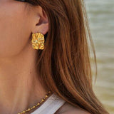 Geometric Stainless Steel Gold-Plated Earrings - Trendsi
