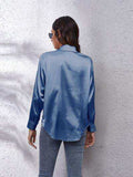 Button Up Collared Neck Long Sleeve Shirt - Trendsi - Flyclothing LLC
