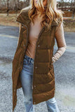 Longline Hooded Sleeveless Puffer Vest - Trendsi - Flyclothing LLC