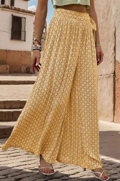 Printed Tied Wide Leg Pants - Trendsi - Flyclothing LLC