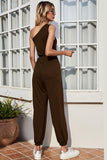 One-Shoulder Sleeveless Jumpsuit - Trendsi