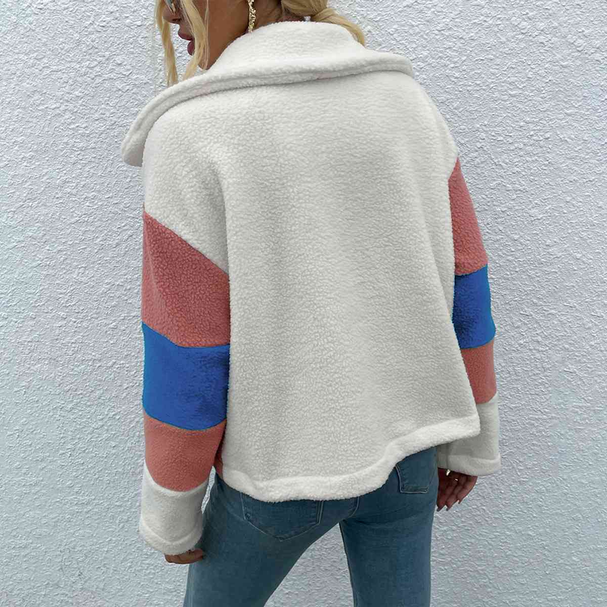 Color Block Button Down Collared Jacket - Trendsi - Flyclothing LLC
