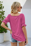 Short Flounce Sleeve Top - Trendsi - Flyclothing LLC