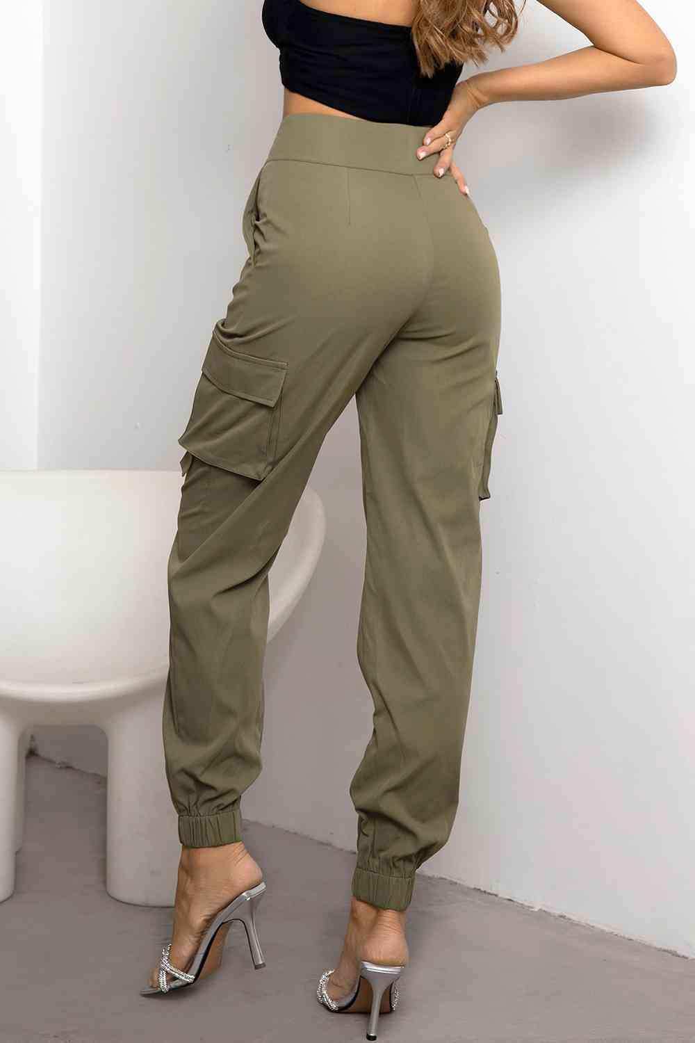 High Waist Cargo Pants - Trendsi - Flyclothing LLC