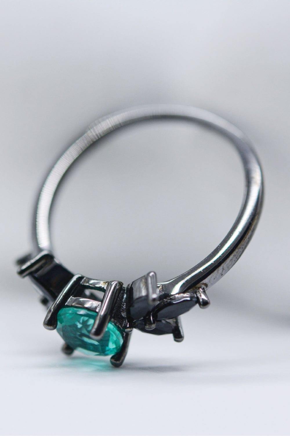 Paraiba Tourmaline and Zircon Leaf Ring - Trendsi