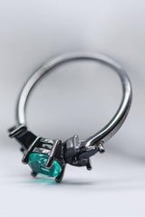 Paraiba Tourmaline and Zircon Leaf Ring - Trendsi