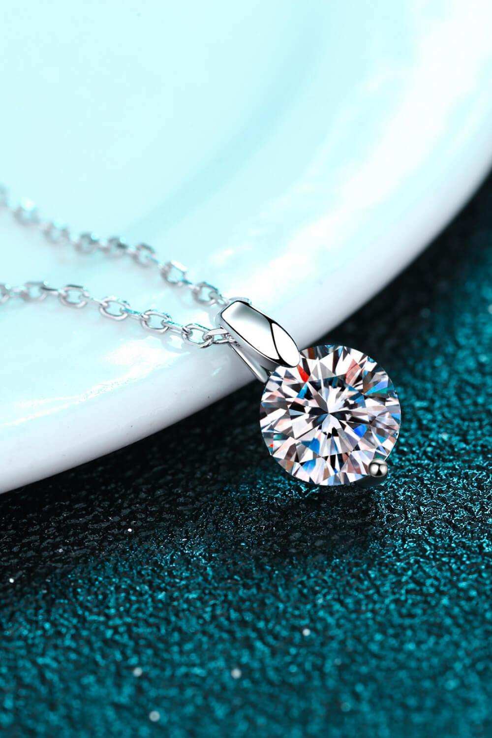 Minimalist 925 Sterling Silver Moissanite Pendant Necklace - Trendsi - Flyclothing LLC