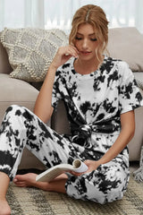 Tie-Dye Tee and Drawstring Waist Joggers Lounge Set - Trendsi - Flyclothing LLC