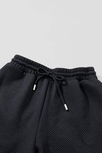 Ruffled Quarter Zip Top and Drawstring Pants Set - Trendsi - Flyclothing LLC
