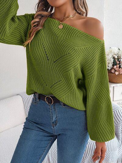 Openwork Long Sleeve Sweater - Trendsi