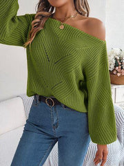 Openwork Long Sleeve Sweater - Trendsi