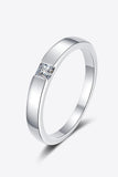 Inlaid Moissanite Rhodium-Plated Ring - Trendsi