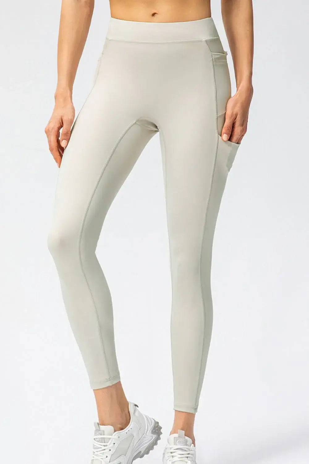 Full Size Slim Fit High Waist Long Sports Pants with Pockets - Trendsi - Flyclothing LLC