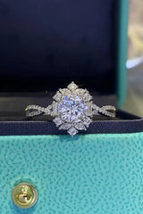 Floral 2 Carat Moissanite Crisscross Ring - Trendsi - Flyclothing LLC
