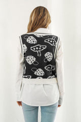 Printed Plunge Neck Sweater Vest - Trendsi