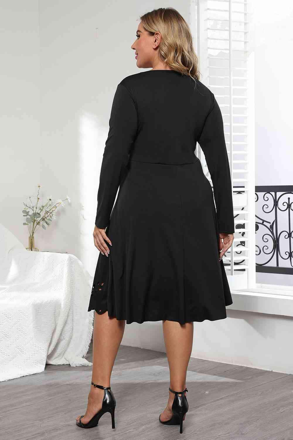 Long Sleeve Cutout Detail Dress - Trendsi - Flyclothing LLC