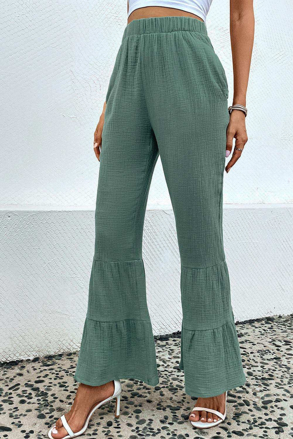 Long Flare Pants with Pocket - Trendsi - Flyclothing LLC