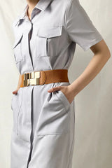 Geometric Buckle Elastic Wide Belt - Trendsi - Flyclothing LLC