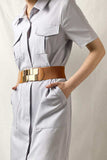 Geometric Buckle Elastic Wide Belt - Trendsi - Flyclothing LLC