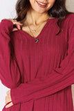 Basic Bae Full Size Notched Long Sleeve Top and Pants Set - Trendsi - Flyclothing LLC