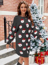 Round Neck Dropped Shoulder Sweater Dress - Trendsi - Flyclothing LLC