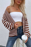 Striped V-Neck Button-Down Cardigan - Trendsi - Flyclothing LLC