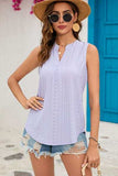 Eyelet Notched Sleeveless Top - Trendsi - Flyclothing LLC