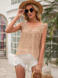 Tie Back V-Neck Ruffled Blouse - Trendsi - Flyclothing LLC