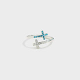 Zircon 925 Sterling Silver Double Cross Bypass Ring - Flyclothing LLC