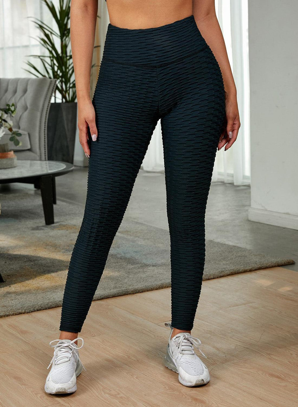 Textured High Waist Active Leggings - Trendsi