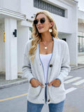 Button Down V-Neck Cardigan with Pockets - Trendsi - Flyclothing LLC