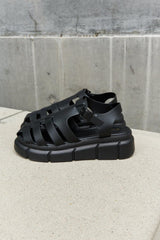 Qupid Platform Cage Stap Sandal in Black - Trendsi