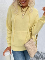 Drawstring Dropped Shoulder Hooded Sweater - Trendsi - Flyclothing LLC