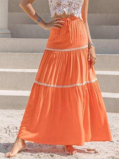 High Waist Maxi Tiered Skirt - Trendsi - Flyclothing LLC