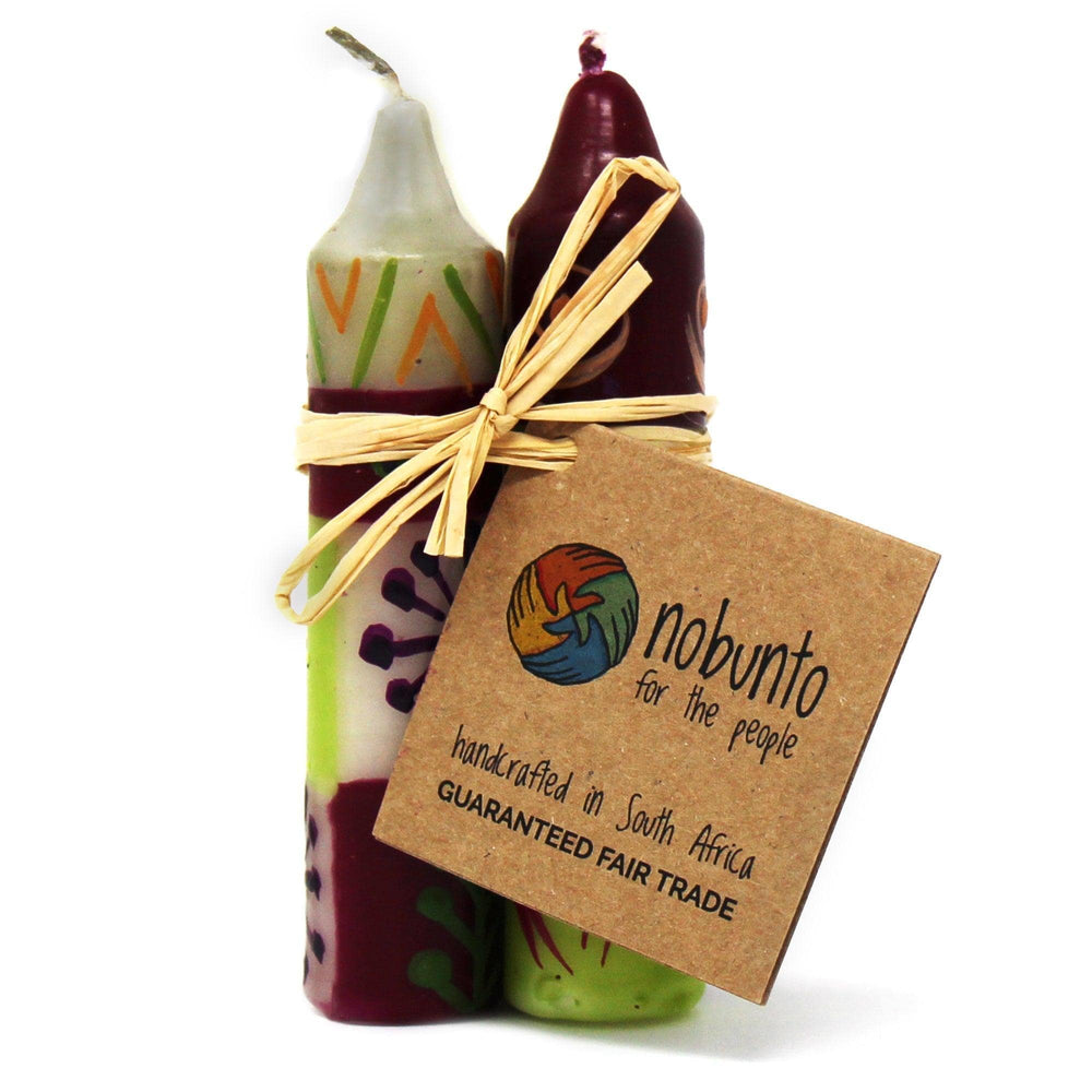 Hand-Painted 4" Dinner or Shabbat Candles, Set of 4 (Kileo Design) - Nobunto