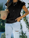 Round Neck Cap Sleeve Sweater - Trendsi - Flyclothing LLC