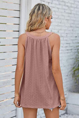Openwork Round Neck Wide Strap Tank - Trendsi - Flyclothing LLC