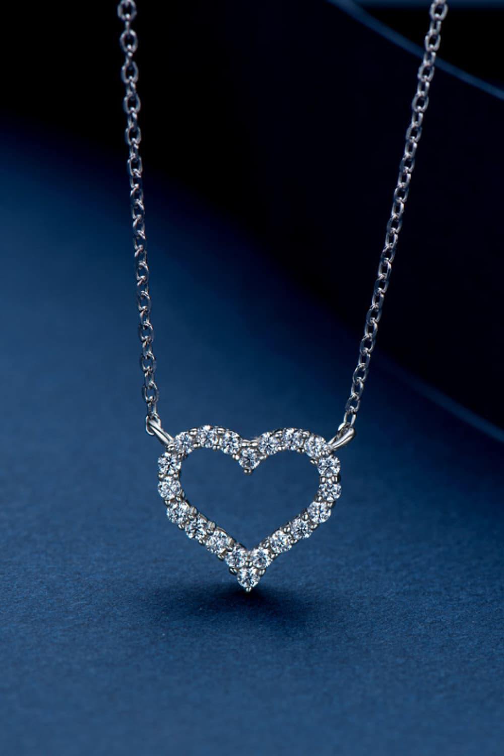 Moissanite Platinum-Plated Heart Necklace - Trendsi