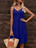 Spaghetti Strap V-Neck Tiered Dress - Trendsi - Flyclothing LLC